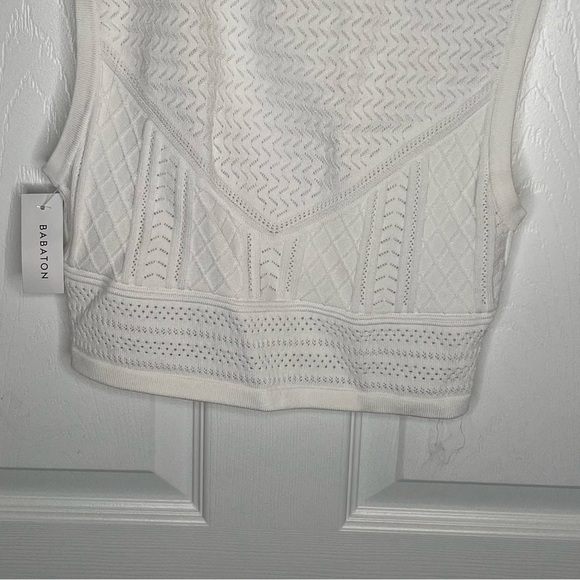 Babaton Pointelle Cropped Sweater Tank in White M - Picture 5 of 12